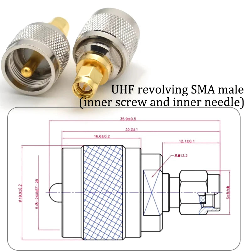 SMA to UHF PL259 SO239 RF Coaxial Adapter Converter Kit 50 Ohm Low Loss Connector for Amateur Radio WiFi/Antenna/Signal Booster
