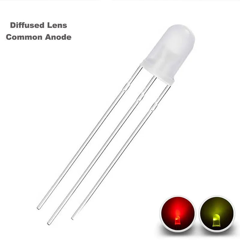 100 Pcs 5mm Led Diode Bicolor Two Color Red Green Blue Commmon Anode Cathode 2V 3V 20mA F5 Light Emitting Lamp Blub For DIY PCB