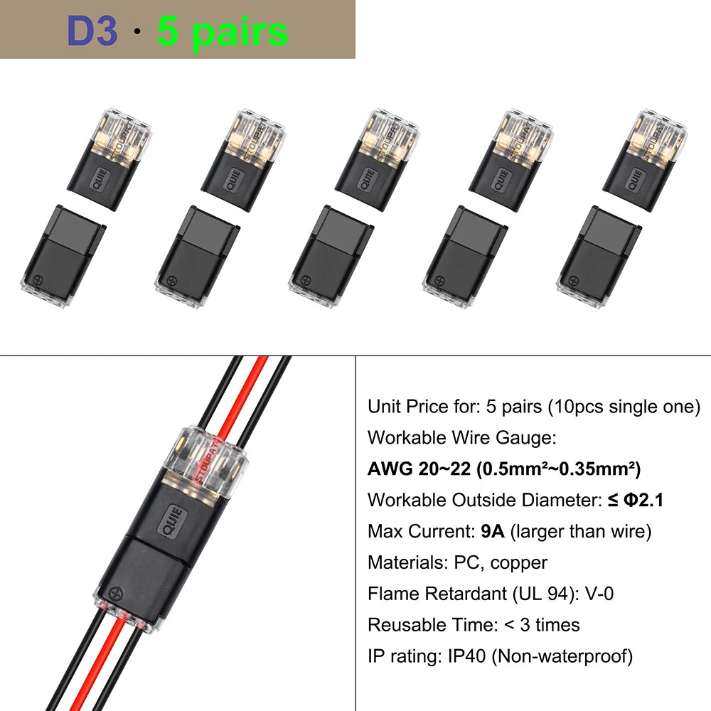 Cable Terminal Electric Wire Connector Clamp Block Quick Splice Scotch Lock Crimp for LED Car Wiring Joint Kit Tool Accessories