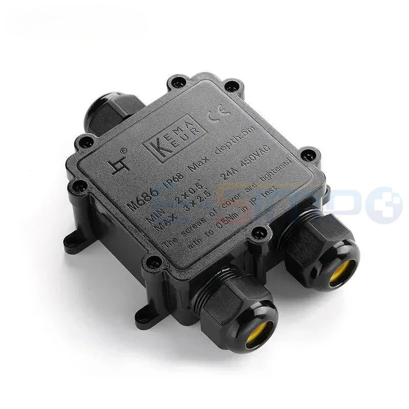 IP68 Y-Shape Underwater Waterproof  3Way 1IN2OUT 4-14mm Power Cord External LED Outdoor Light Lamp Wire Junction Box Connector