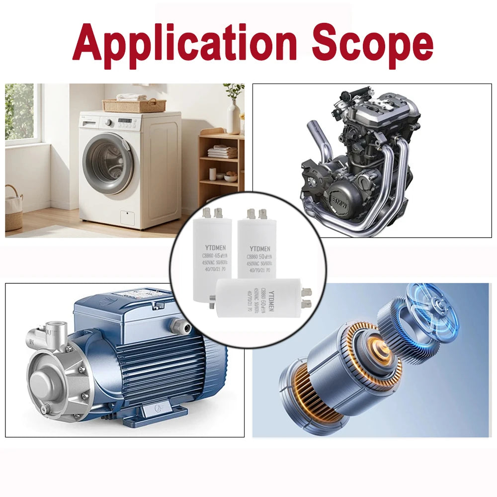 CBB60 Motor Capacitors with Screw Double Insert 450V AC Starting Capacitor 4uF~60uF capacitance for Air Compressor Water Pump