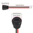 10pcs USB-C Female to Male Charger Jacks Chassis Crimp Connectors Black Round Direct Watersafe Port