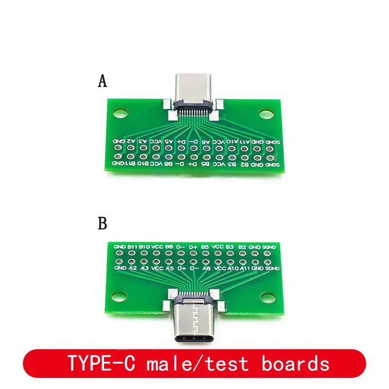 TYPE-C Male and Female Header Test Board Double-Sided Positive and Negative Insertion Row Pin 24P Male to Female USB3.1 Adapter