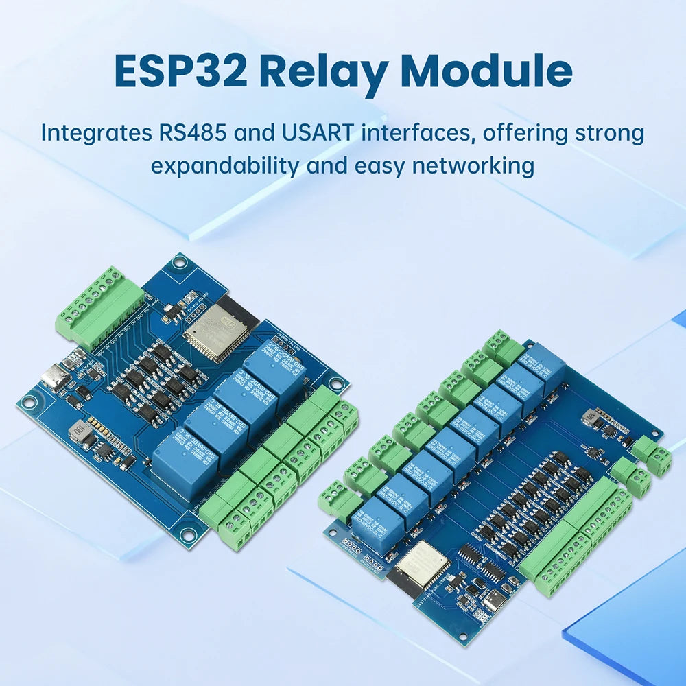ESP32 RS485 Modbus Wifi Bluetooth Relay Optocoupler Isolation Module Tyep C 4/8 Channel Relay Module DC 9-24V