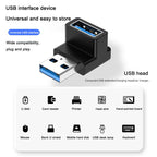 90 Degree USB 3.0 Male to Female Right Angle Extension Adapter USB Upward Elbow Adapter 10Gbps For Laptop PC Connector Converte