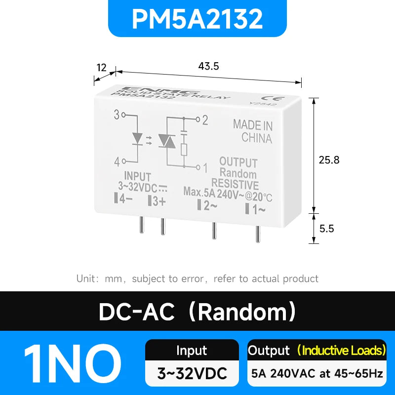 ENMG PCB Pin - Type Solid - State Relay PM5D  3 - 32Vdc Non - Contact, DC - DC Control (5A 24V Compatible)