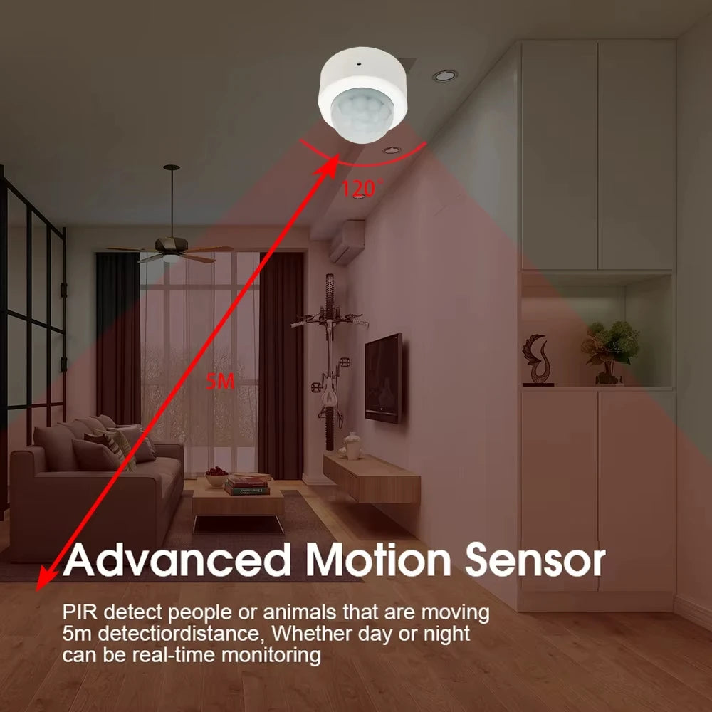 PIR Motion Sensor ZigBee Human Body Infrared Induction Detector Linkage Auto Home Security Alarm for Tuya APP Movement Monitor