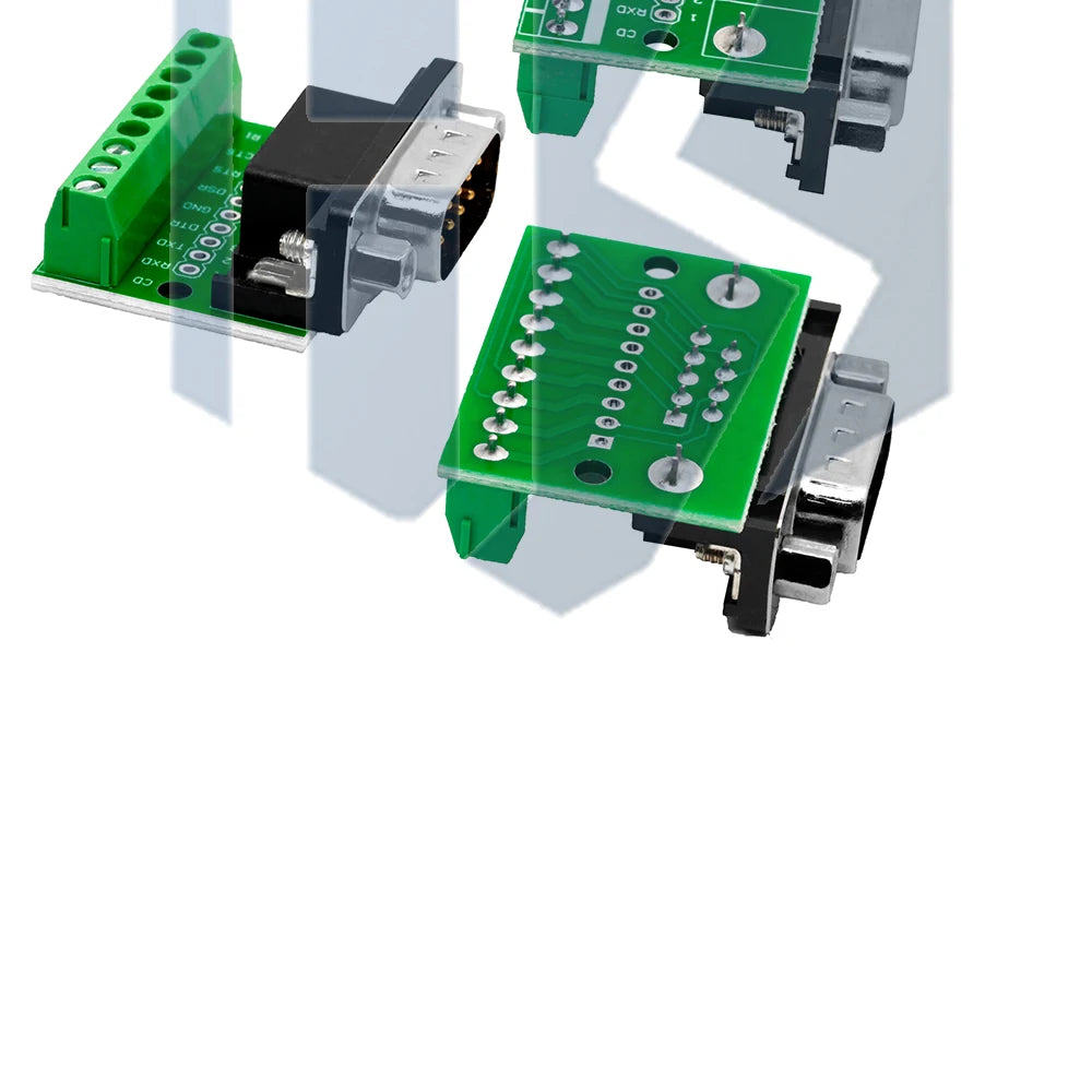 DB9 RS232 Serial Breakout Board: 9-Pin Solderless Connectors (Female & Male) – Terminal Adapter