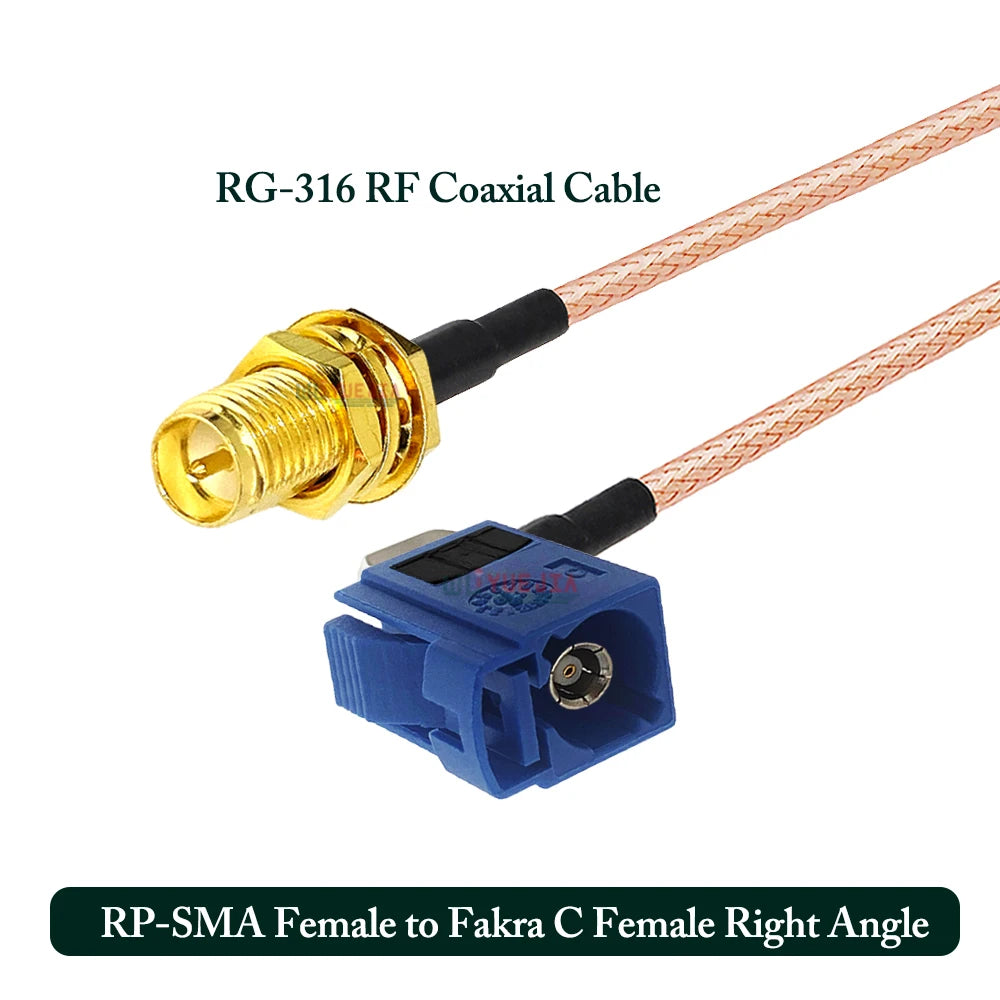 SMA to Fakra C RG316 Cable Blue Fakra C Female to SMA RP-SMA Female/Male Connector 50 Ohm RF Coax Cable Extension Jumper Pigtail
