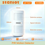 Staniot 433MHz Wireless PIR Motion Detector with Indicator Light Human Infrared Movement Sensor for Home Security Alarm System