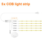 COB LED Strip Light Under Cabinet Collection Display Bookcase Wardrobe Closet Lamp Tape Penetrable Wood Dimmable Touch Sensor