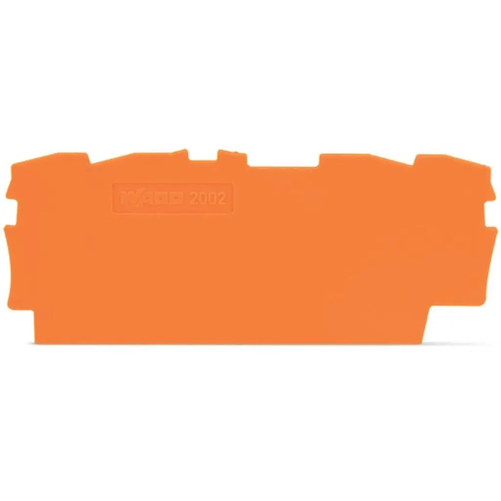 WAGO 2002‑1491 2002‑1492 End & Intermediate Plate 0.8mm For 2002‑1401 4‑conductor DIN Rail Terminal Block, Grey / Orange