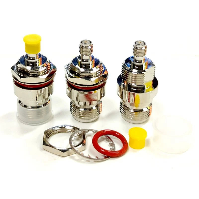 L16 N Female To SMA Female Connector N Female To SMA Female with Nut O-ring Washer Flange Water Proof Bulkhead Panel Mount Brass