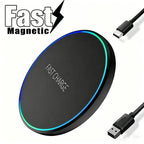 Mini Fast Wireless Charger Station For iPhone 17 16 15 14 13 11 Pro Max Induction LED Light Charging Station For Samsung Xiaomi