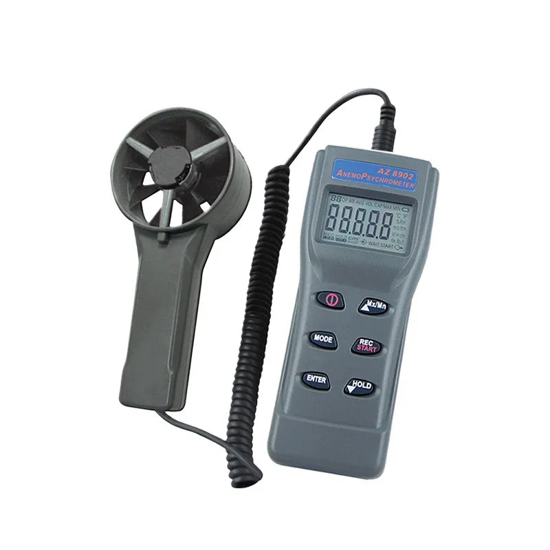 Anemometer AZ8902 Temperature and Relative Humidity Fan Air Flow Meter Barometric Pressure Meter Wind Speed Meter 0.6~32 M/S
