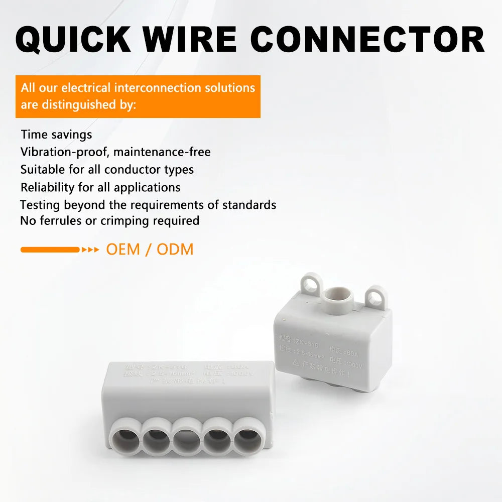 DIY GO 5PCS High Power Wire Connector Screw Crimping Terminal Block 1 in 2/4 out 80A/1000V 2.5-16mm2 Cable Splicing junction box