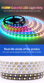 4IN1 Addressable WS2812 SK6812 Pixel LED Strip 5050 RGB RGBW DC5V 12V 30/60/144LEDs  Digital LED Pixel Strip White/Black PCB