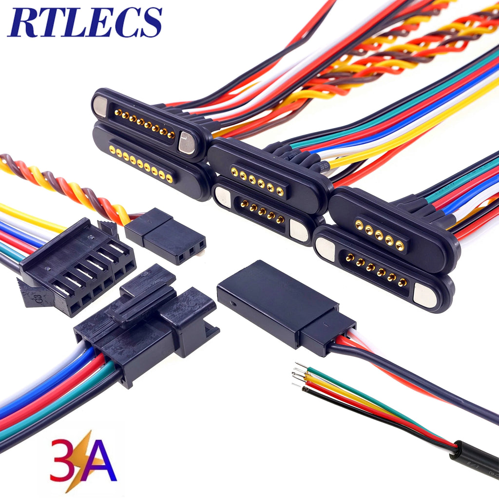 Universal Magnetic Pogo Pin Connector Set Male Female 5-9 Pins for RC Drone Car LED Strip 5-24VDC DIY Compatible with JR JST SM