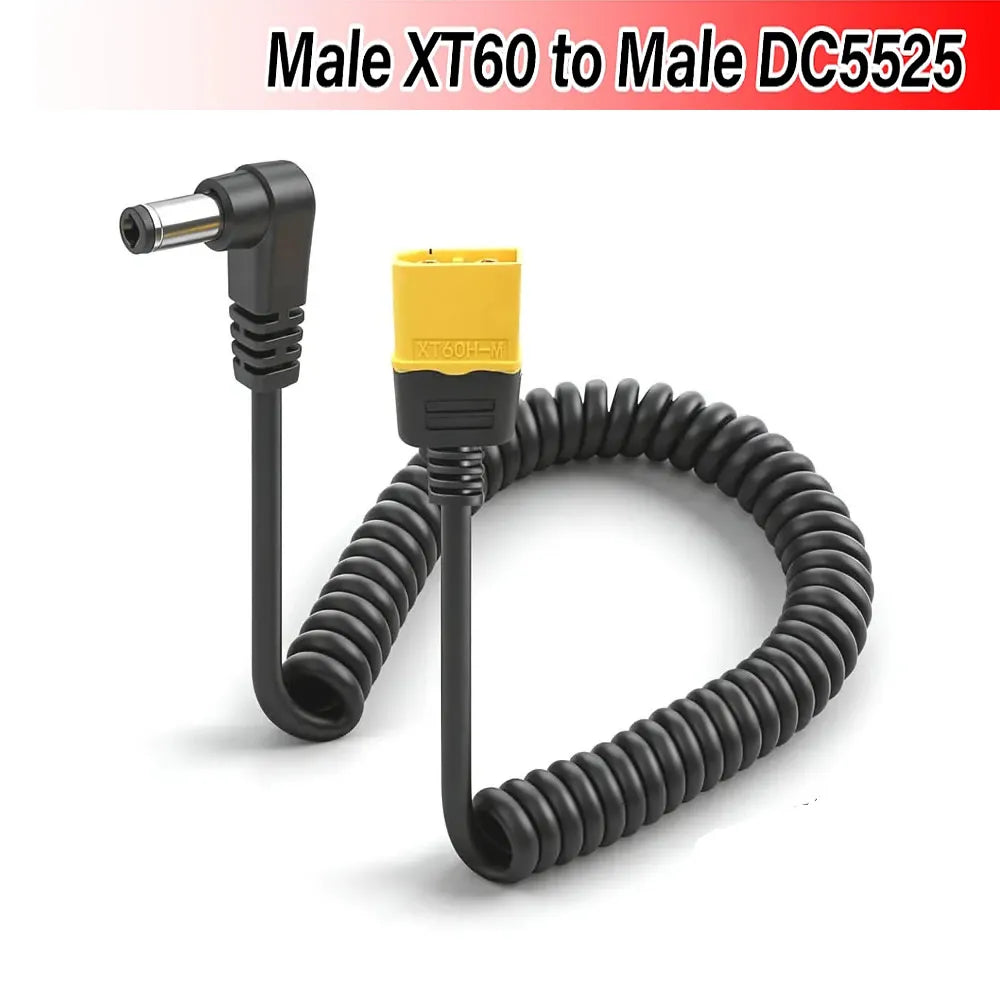 XT60 Male Connector To Male DC DC5525 Retractable Power Cable 5.5x2.5mm Adaptor For TS101 PINE64 Electronic Soldering Iron