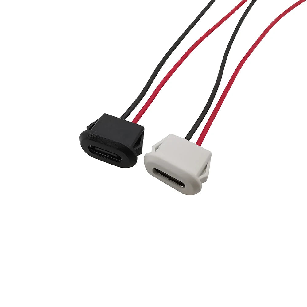 1/5/10pcs Type-C Female Chassis 2 Pin Type-C Female Socket Connector Waterproof Jack Female Charging Port with Card Buckle