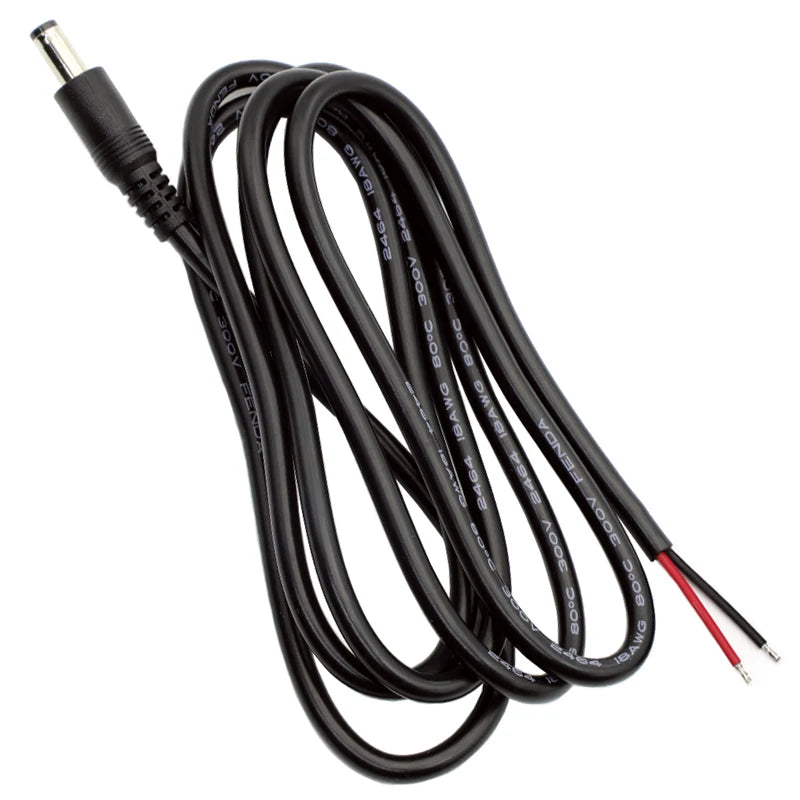 1/3/5Pc 18AWG DC Power Connector 5.5*2.1mm / 2.5MM Male Plug to Bare Wire Open End Power Cord Repair Cable Adapter DIY 1.5M