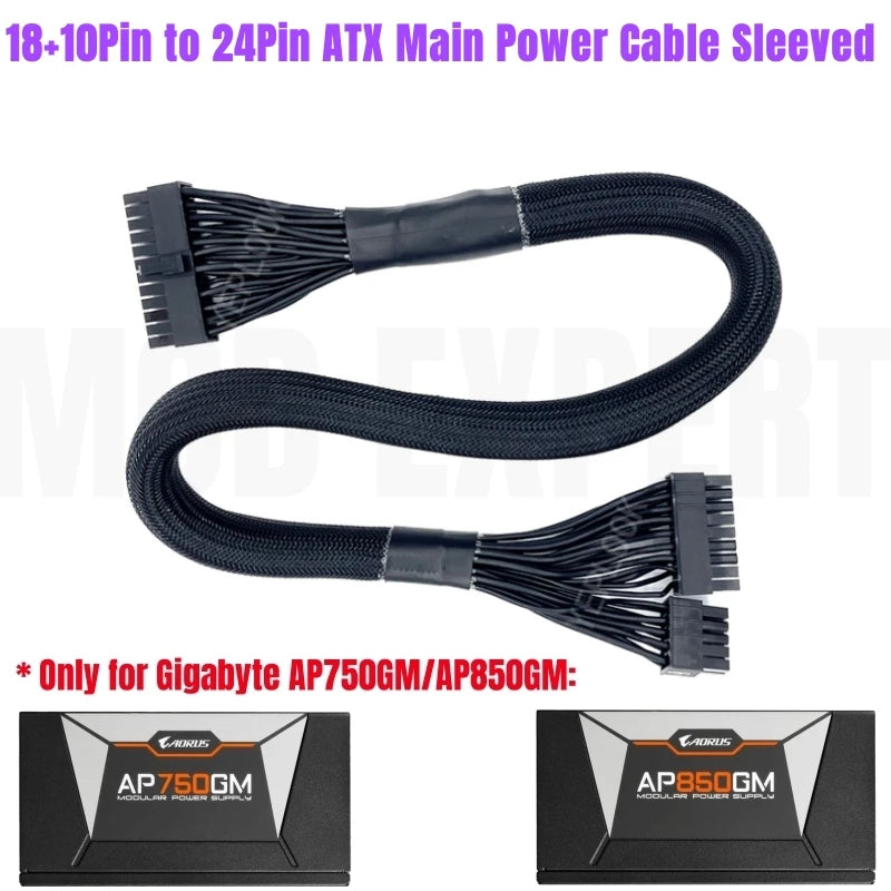 Modular Power Cable for GIGABYTE AORUS AP750GM AP850GM, GPU PCIe 8Pin 6+2Pin, CPU 4+4Pin, HDD SSD SATA Molex IDE 4Pin, ATX 24Pin