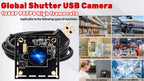 1080P 90FPS Global Shutter USB Camera, High Speed Web Camera with M12 No Distortion Lens, Plug Play for Machine Vision Security