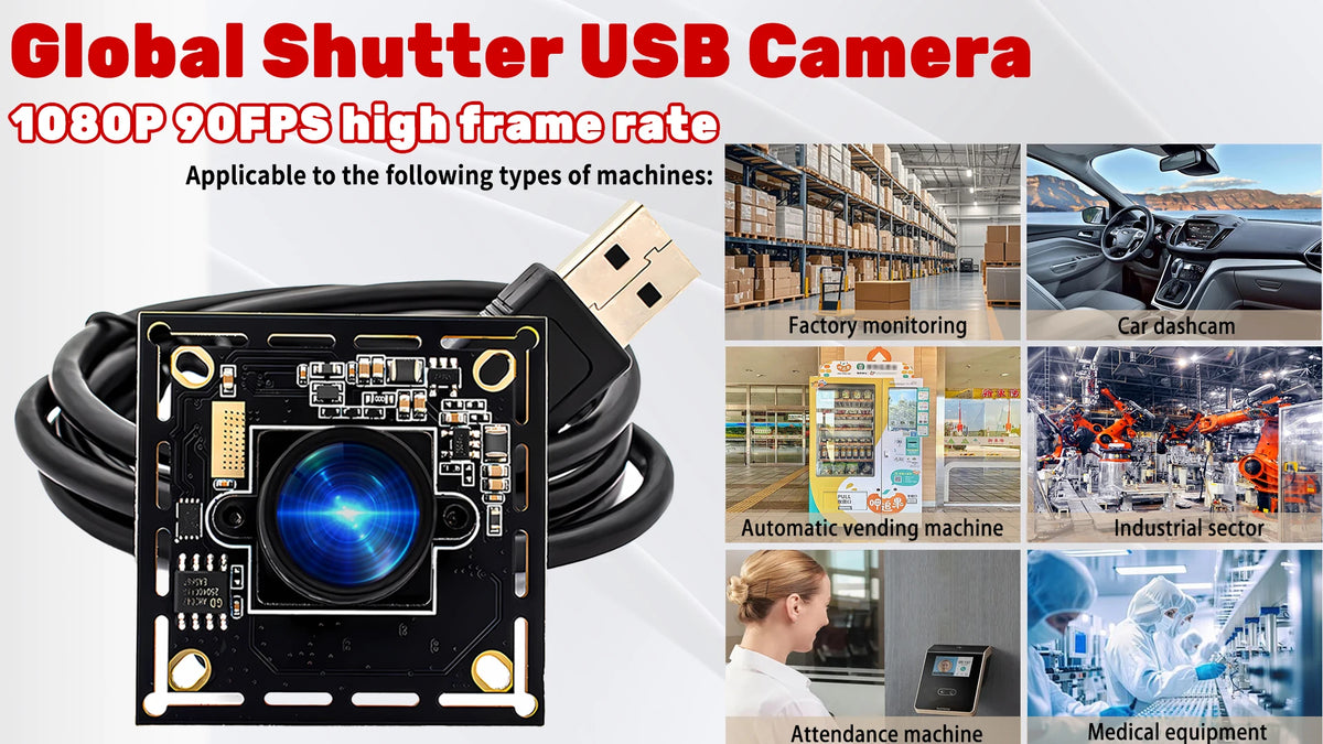 WGWK 1080P 90FPS Global Shutter High Frame Rate AR0234 USB Camera Industrial Module UVC Plug Play With No Distortion M12 Lens