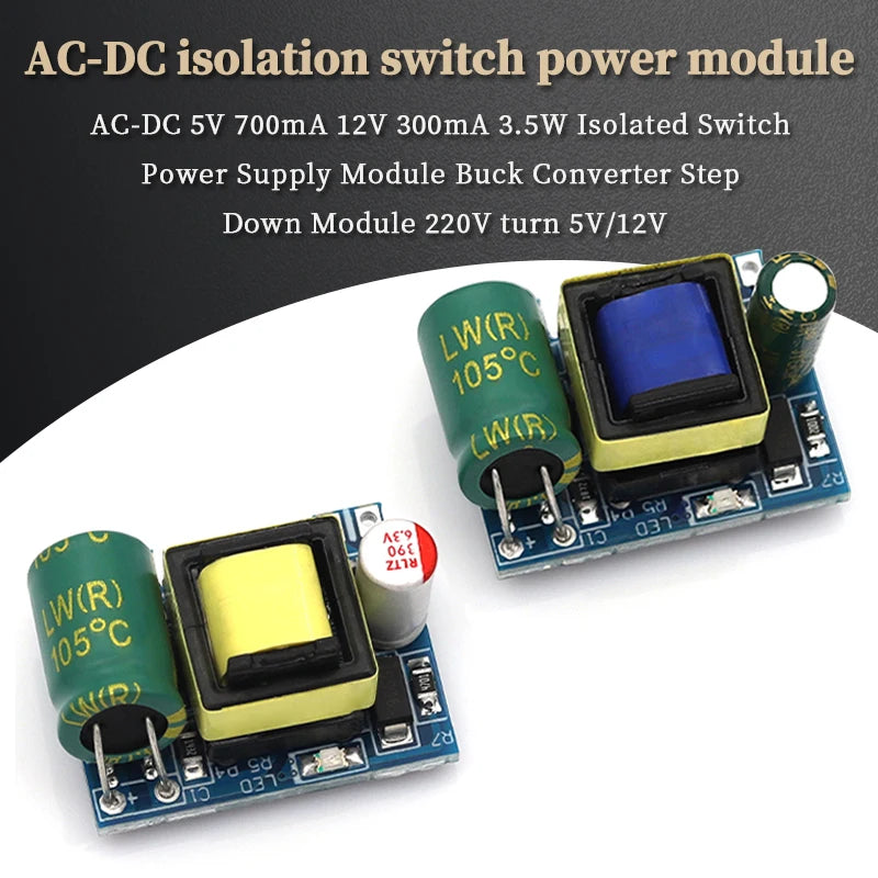 AC-DC 5V 700mA 12V 300mA 3.5W Isolated Switch Power Supply Module Buck Converter Step Down Module 220V turn 5V/12V