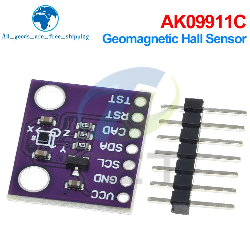 TZT 1/3PCS MCU-9911 AK09911C Geomagnetic Hall Sensor Three-axis Compass Magnetometer Module