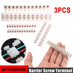 12 Position Terminal Connector Nylon Plastic Electric Terminal Block Dual Connector Strips 5/10/20/30A Electric Barrier Strip