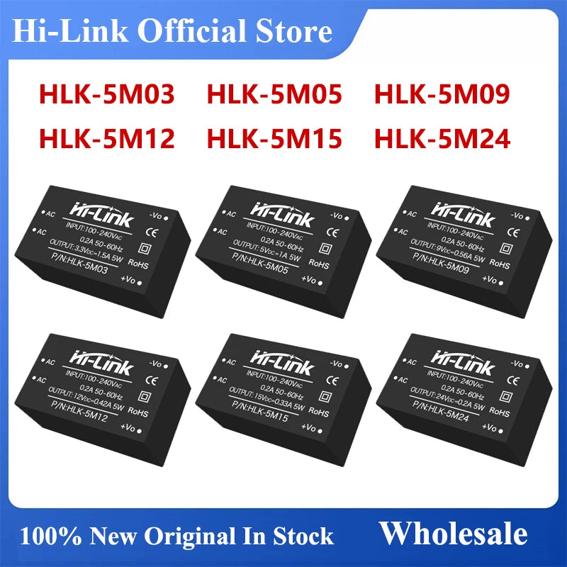Hi-Link 5W 5V HLK-5M05 HLK-5M12 5M03 5M09 5M15 5M24 AC DC Converter StepDown Power Supply Intelligent Module Smart Electronics