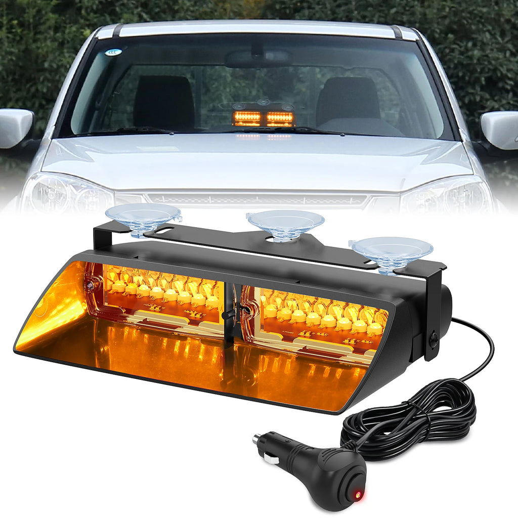 Nilight Bright LED Strobe Lights , Car Windshield Warning Flash Light with Suction Cups, Hazard Safety Lamp for Truck