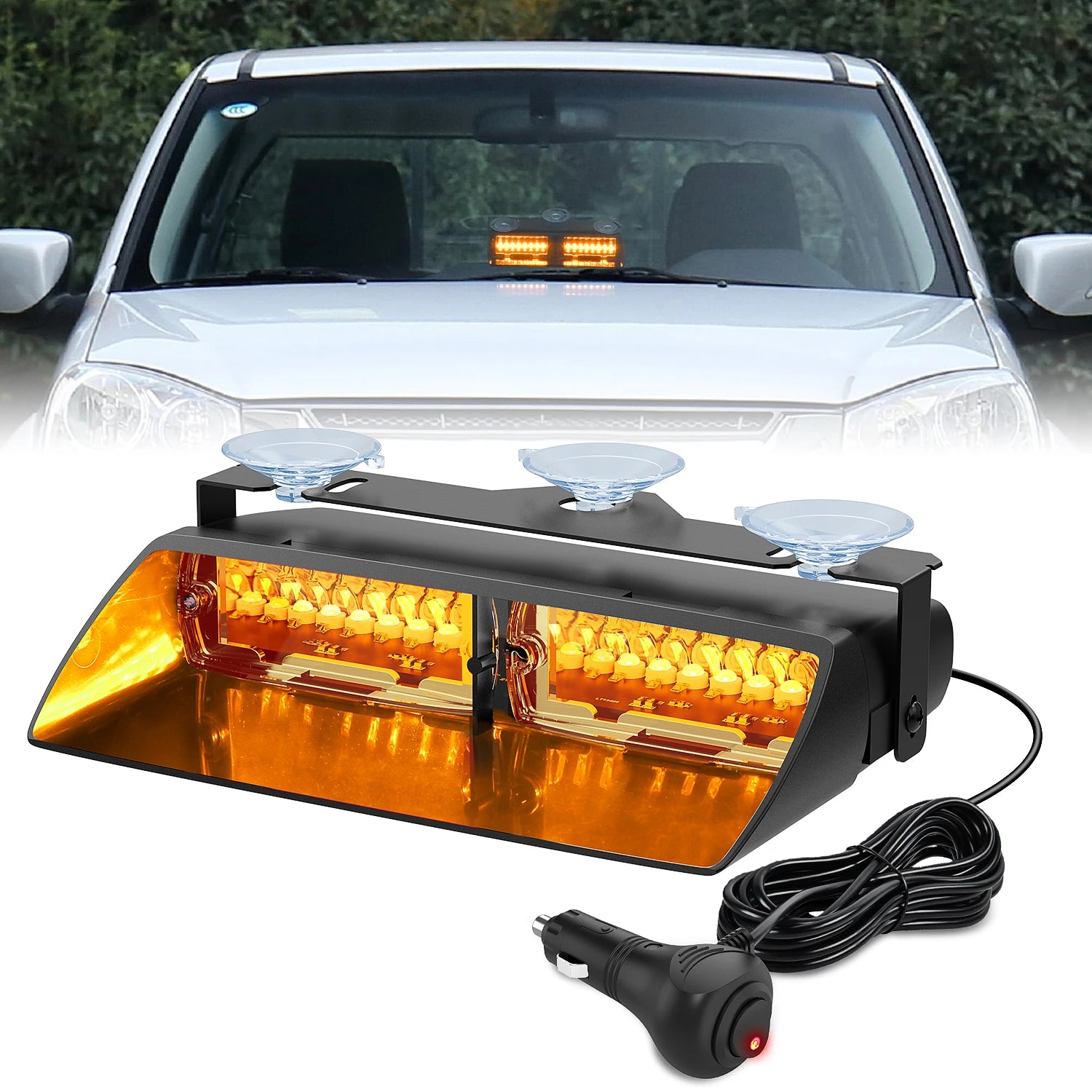 Nilight Bright LED Strobe Lights , Car Windshield Warning Flash Light with Suction Cups, Hazard Safety Lamp for Truck