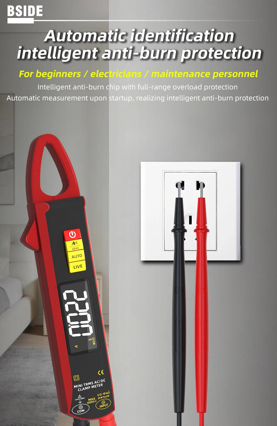 NEW UX2 Digital Clamp Meter 200A Auto-ranging Non-contact Current Voltage Frequency Temperature Voltmeter Multimeter