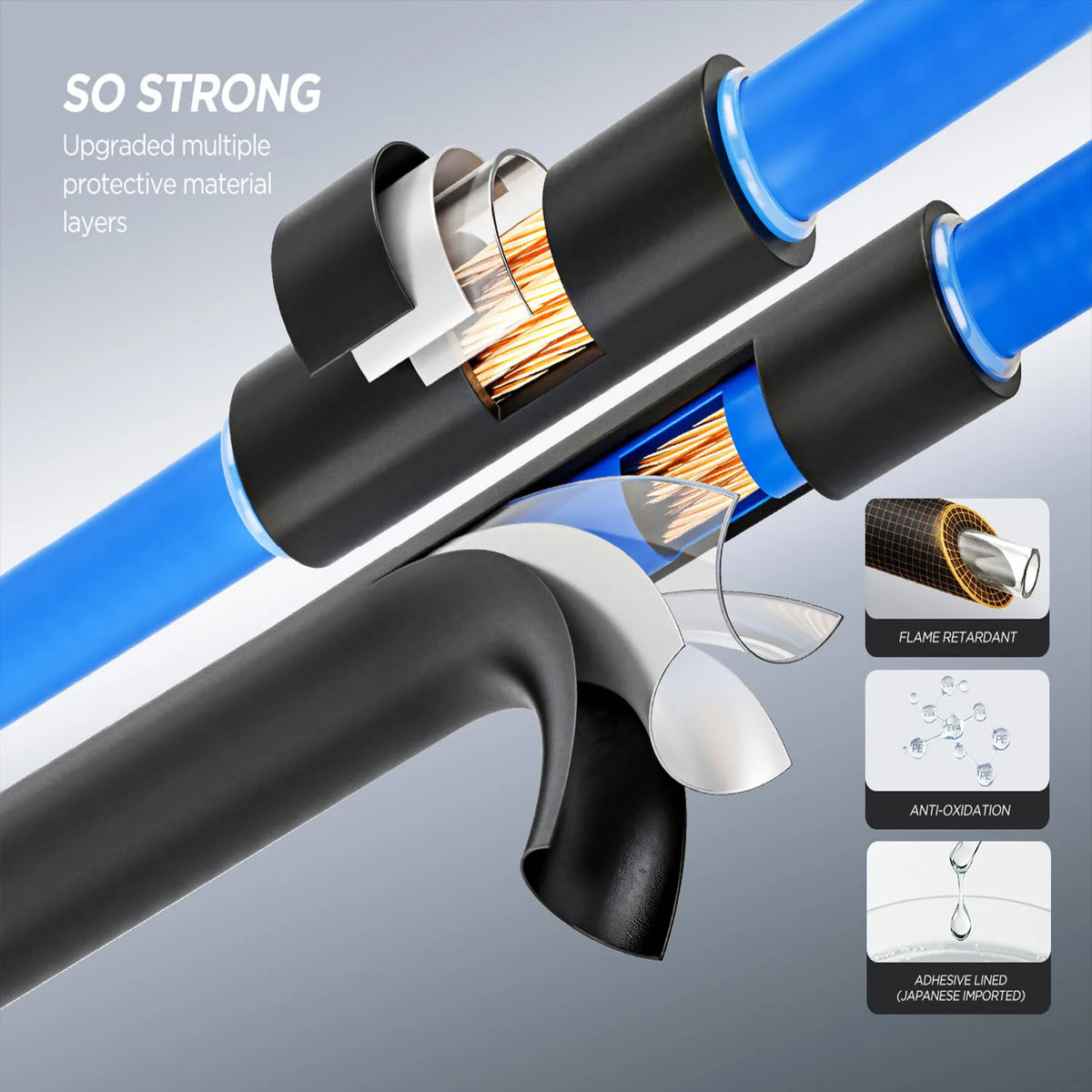 5:1 Ratio Heat Shrink Tubing Φ4mm to Φ52 Dual Wall Adhesive Lined Shrinkable Wire Wrap Tube Waterproof Industrial Sleeves Black
