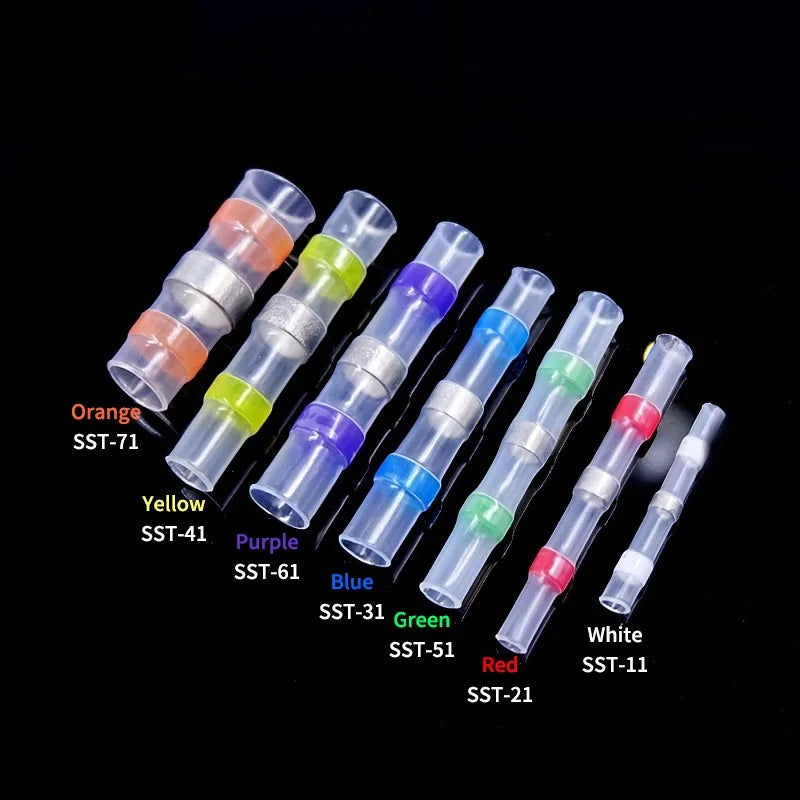 10/50/500pcs Solder Seal Wire Connectors 3:1 Crimp Heat Shrink Insulated Electrical Terminals Butt Splice Waterproof Sleeve