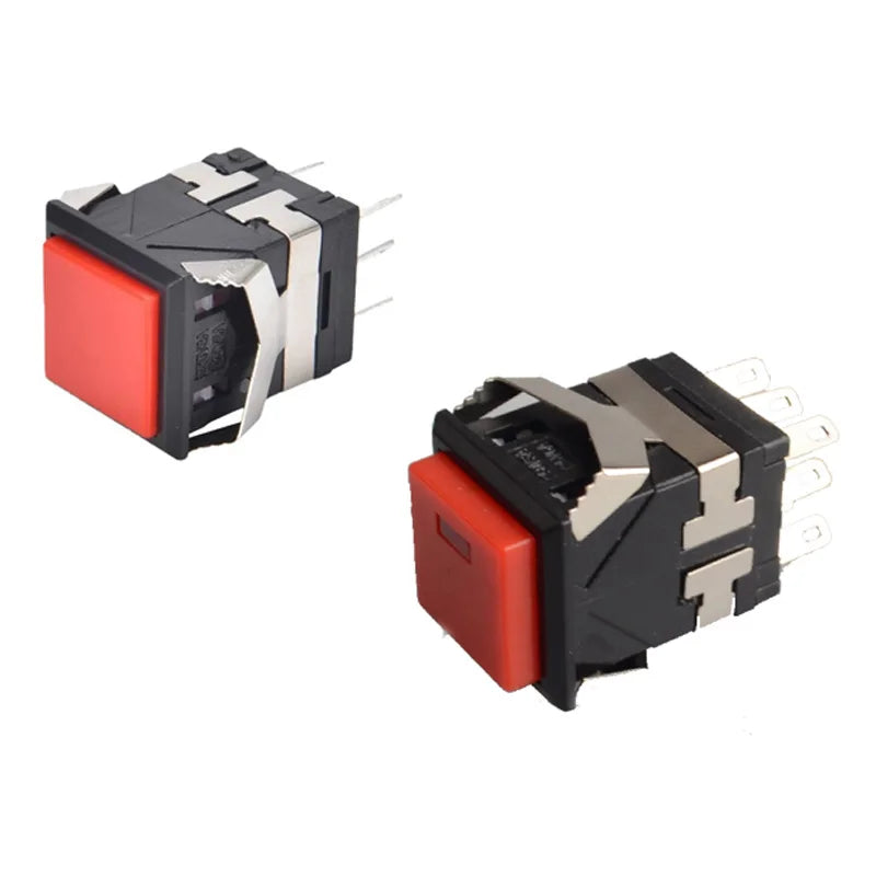 10PCS Momentary Latching KD2-21 22 23 24 Square Push Button Switch With LED Indicator 6PIN 8PIN 3A/250V 6A/125V ON-ON