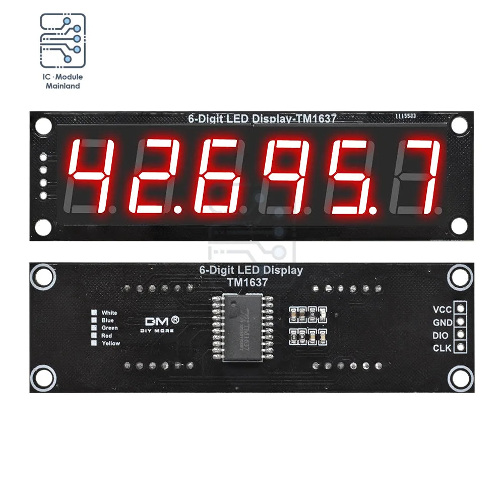 4/6-Digit 0.56 Inch 7 Segments Digital Tube Clock Module Double Dots LED Display TM1637 Blue Yellow White Green Red For Arduino