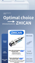 ZHICAN ZC3J M8 M12 M18 Infrared Photoelectric Sensor Diffuse Reflective Adjustable Sensing Distance NPN PNP NO NC