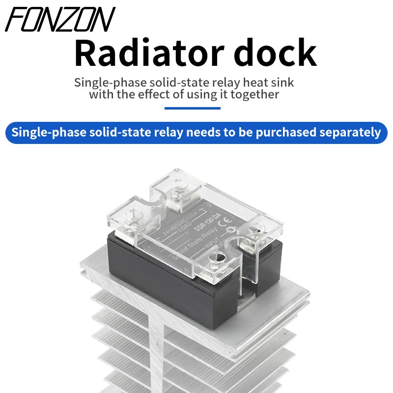 1 Pcs 10A-40A New Type Single-Phase Solid State Relay SSR Aluminum Fin Heat Sink Suitable For SSR-10DA/25DA/40DA