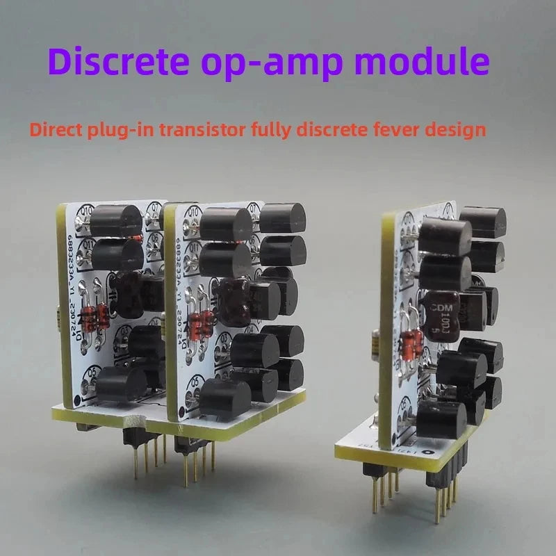Fever fully discrete op amp module, low noise FET differential input high current output single and double op amp