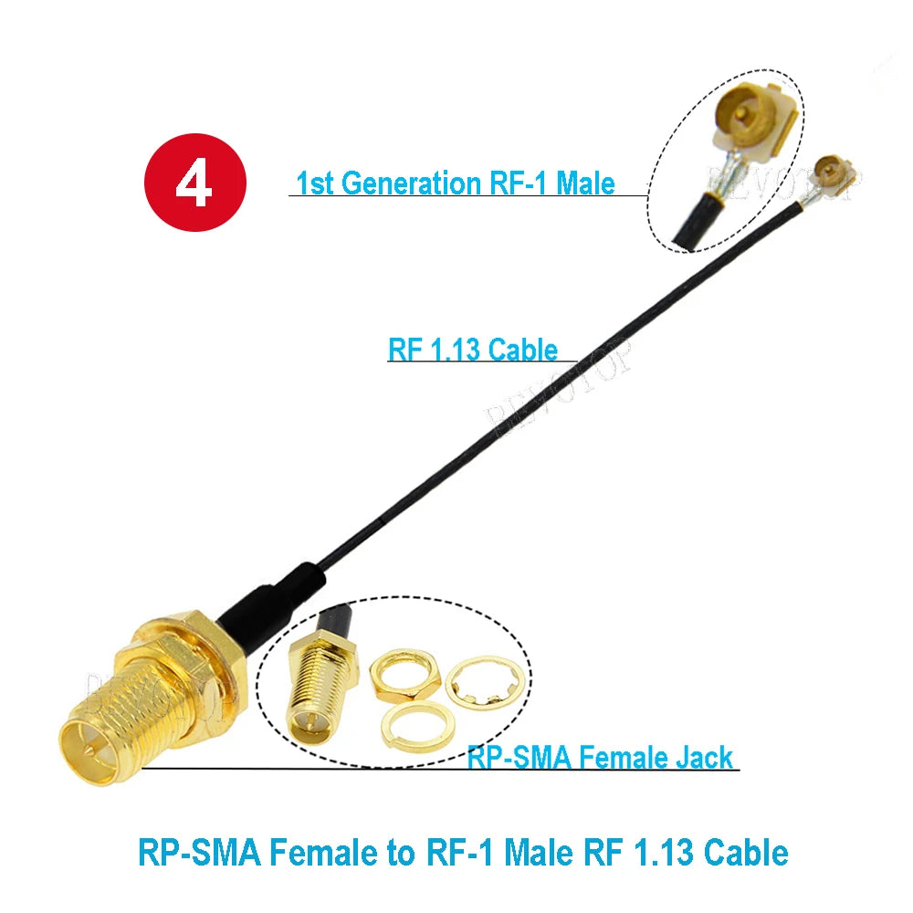 10PCS RF SMA to RF Cable RP-SMA/SMA Female to u.FL/IPX-1 Male Plug Connector WIFI Antenna Jumper RG113 RF1.13 Pigtail