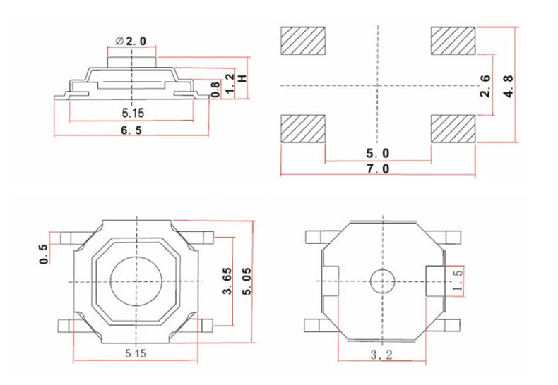20Pcs SMD Tactile Switch Micro Push Button Silicone Key 3x4 3x6 4x4mm 2Pin 4Pin Electronic Component Switchs