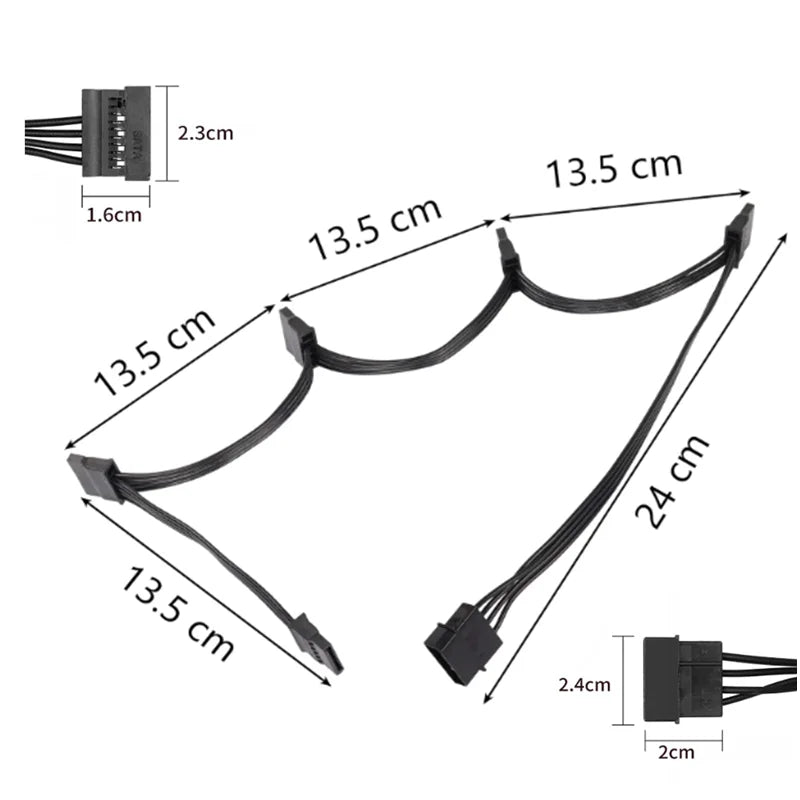 Molex 4 Pin Male to SATA Female Power Supply Cable,15 Pin SATA Power Splitter Converter Adapter Cable Hard Drive HDD SSD Cable