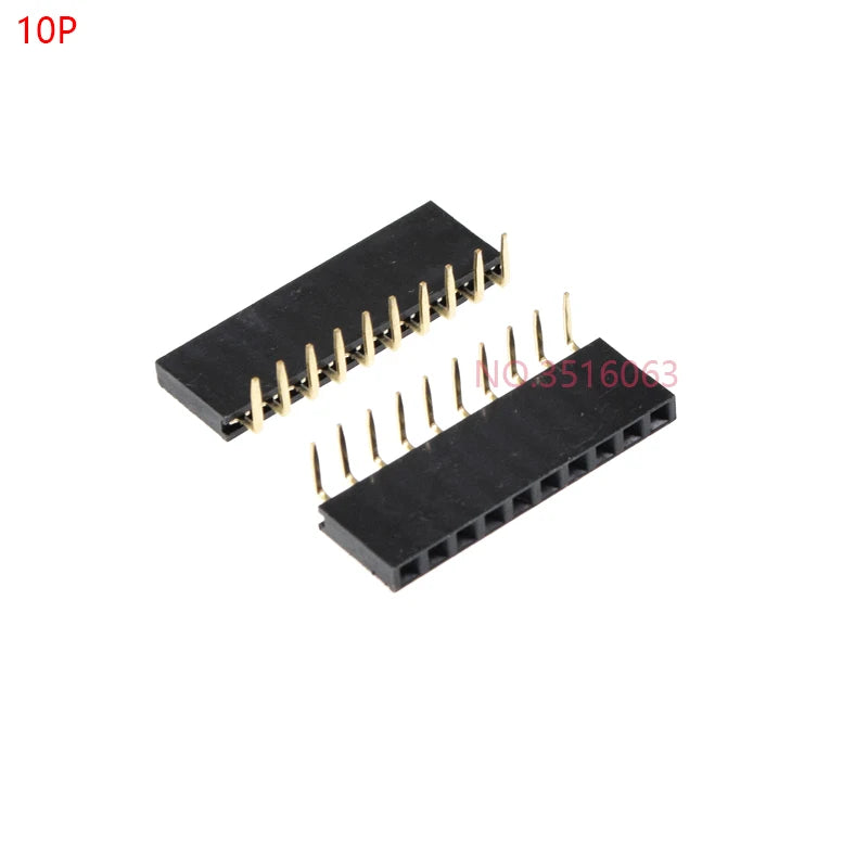 10pcs 1x/2/3/4/5/6/8/10/40 Pin Single Row Right Angle Female Pin Header 2.54mm Pitch Strip Connector Socket 3p/4p/6p/8p/20p/40p