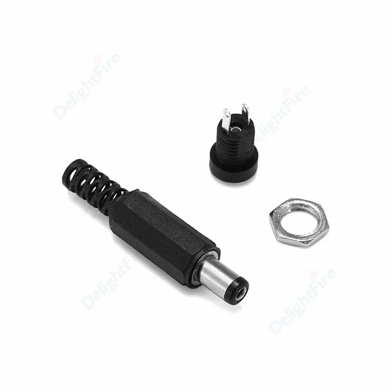 1-10Pcs 5.5 x 2.1mm 12V DC Power Male Plugs Connector Female Jack Screw Nut Panel Mount Adapter For DIY Projects Connector