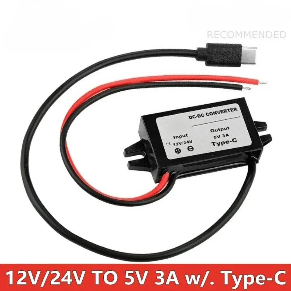 12V 24V to 5V 3A Car Buck Converter DC-DC Step Down Voltage Power Supply Adapter for Type-C USB Mini USB Micro USB Adapter CE
