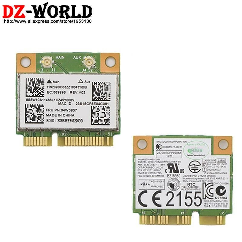 BCM43142 BCM943142HM 04W3837 WIFI Wireless Card Bluetooth 4.0 for Lenovo E330 E431 E531 E430C E530 S431 S531 L430 L530 E145 E335