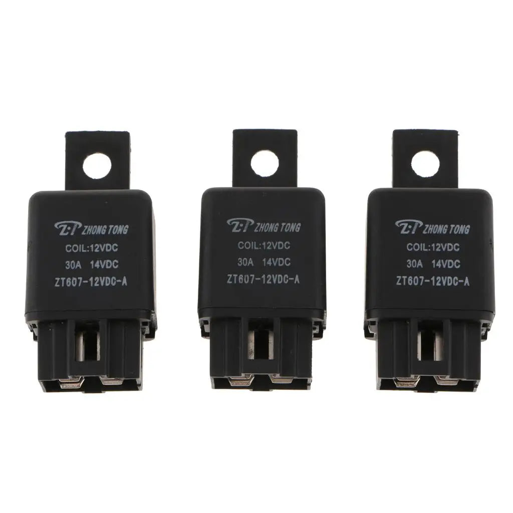 3PCS ZT607 DC12V 30A 4Pin Heavy Duty SPST Relay High Switching Capability